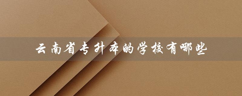 云南省专升本的学校有哪些（云南省专升本有哪些学校）