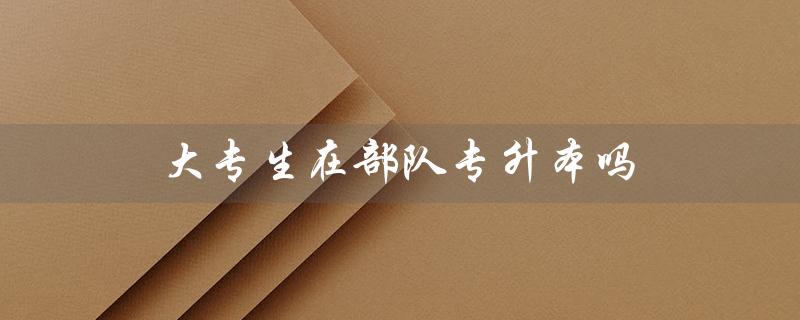 大专生在部队专升本吗（大专生如何考取部队文职）