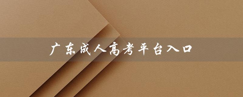 广东成人高考平台入口（广东成考报名官网是什么）