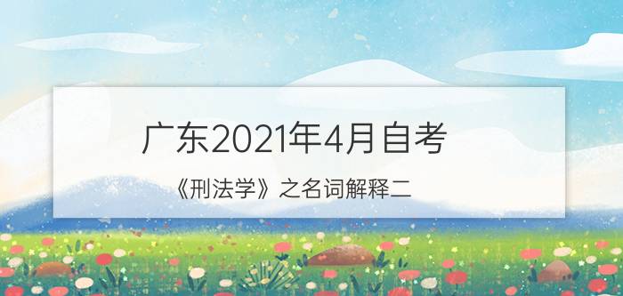 广东2021年4月自考《刑法学》之名词解释（二）
