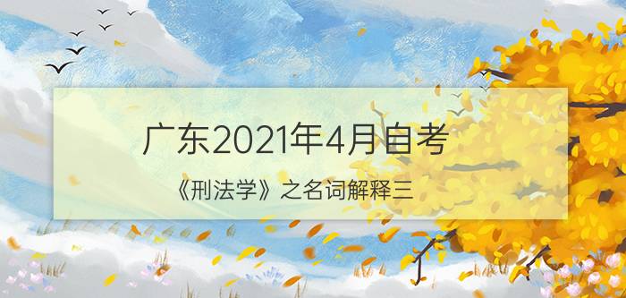 广东2021年4月自考《刑法学》之名词解释（三）